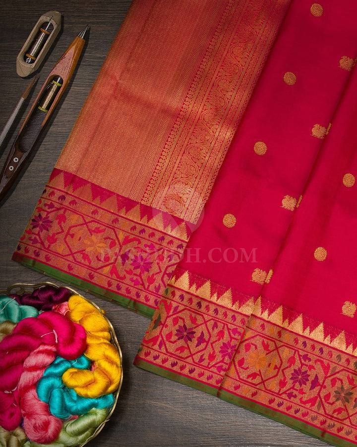 Bold Red Paithani Kanjivaram Silk Saree-S1772(E)