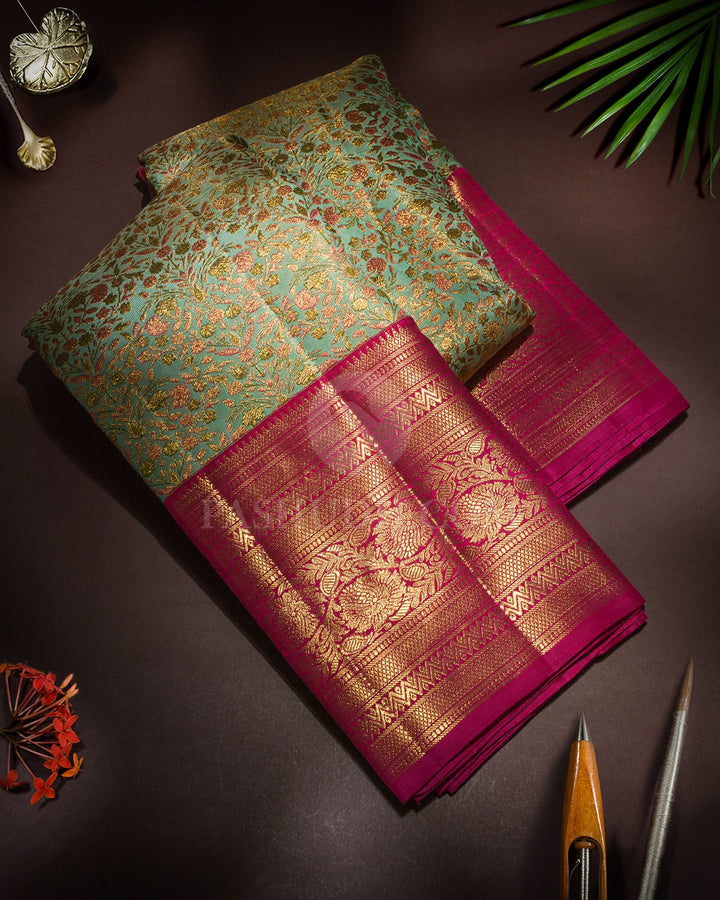 Light Blue Tissue Meenakari Kanjivaram Silk Saree-SP470