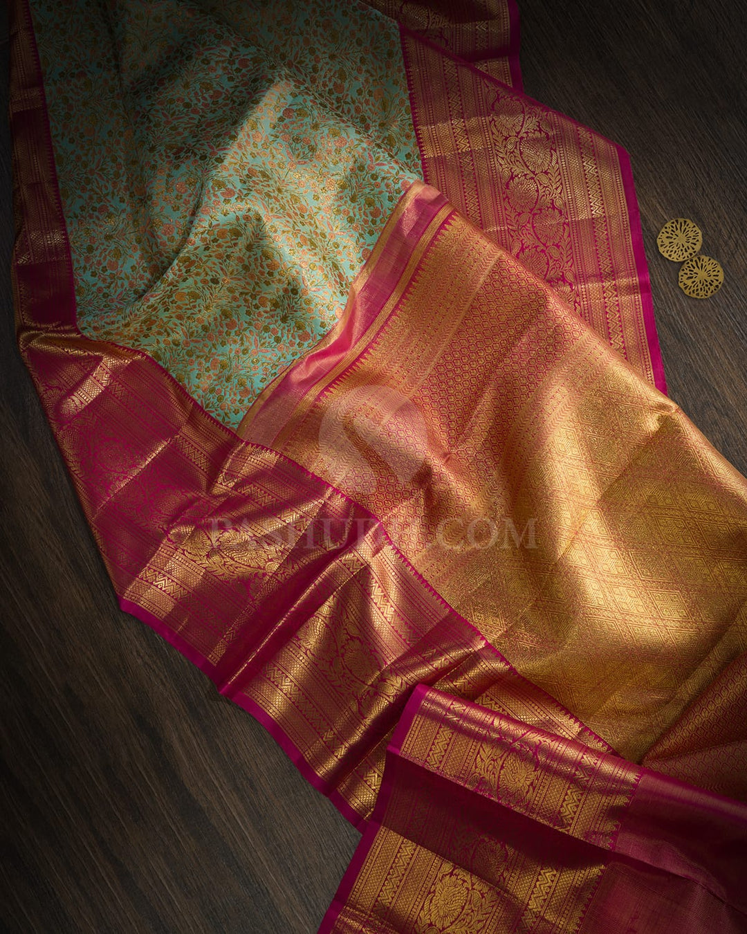 Light Blue Tissue Meenakari Kanjivaram Silk Saree-SP470