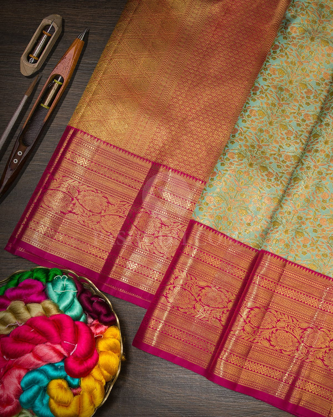 Light Blue Tissue Meenakari Kanjivaram Silk Saree-SP470