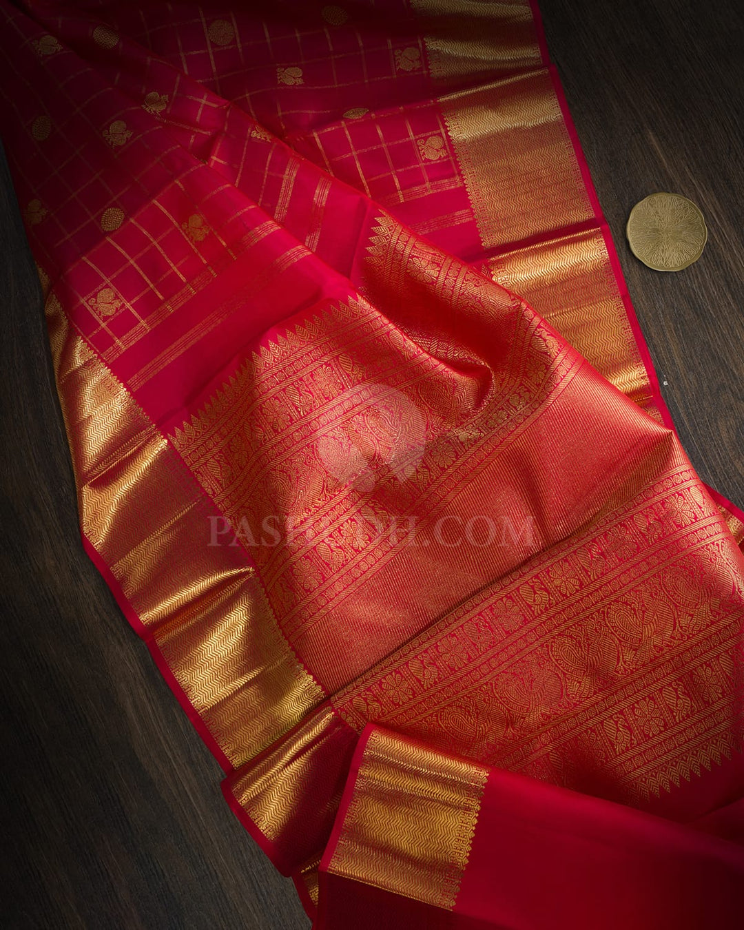 Bright Red Pure Zari Traditional Kanjivaram Silk Saree-SP469