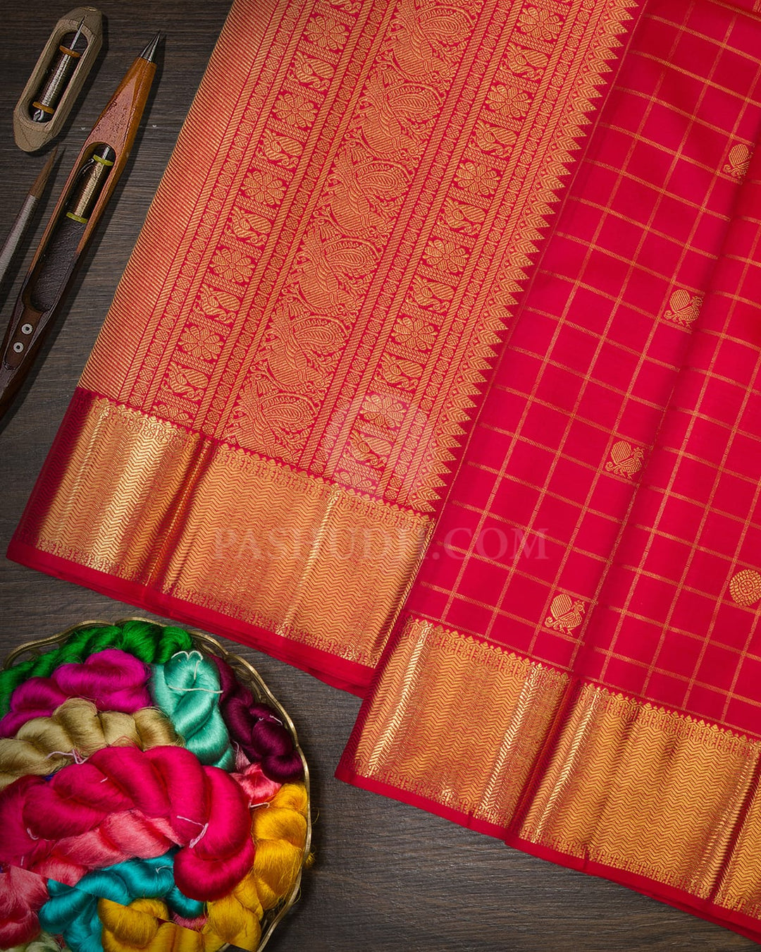 Bright Red Pure Zari Traditional Kanjivaram Silk Saree-SP469