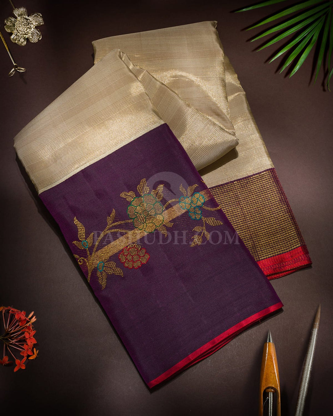 Half White Meenakari Kanjivaram Silk Saree-S1850(A)