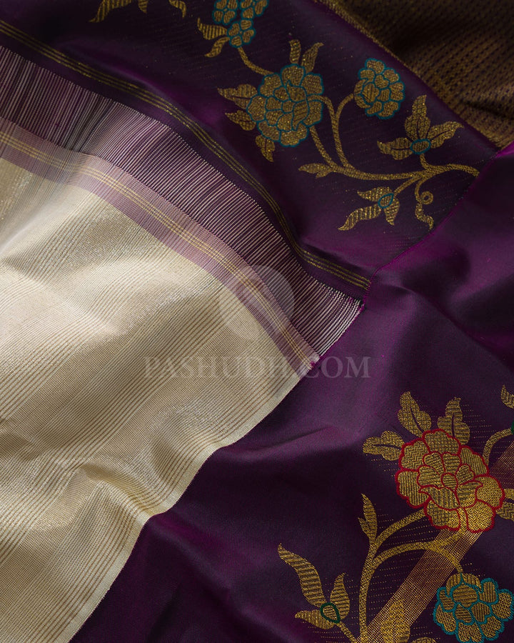 Half White Meenakari Kanjivaram Silk Saree-S1850(A)