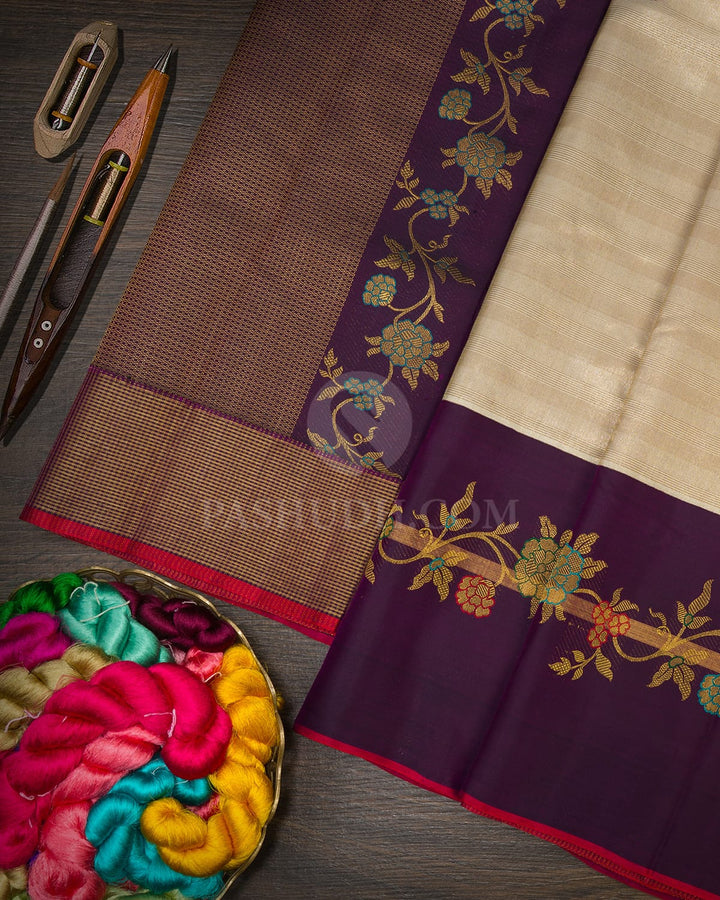 Half White Meenakari Kanjivaram Silk Saree-S1850(A)
