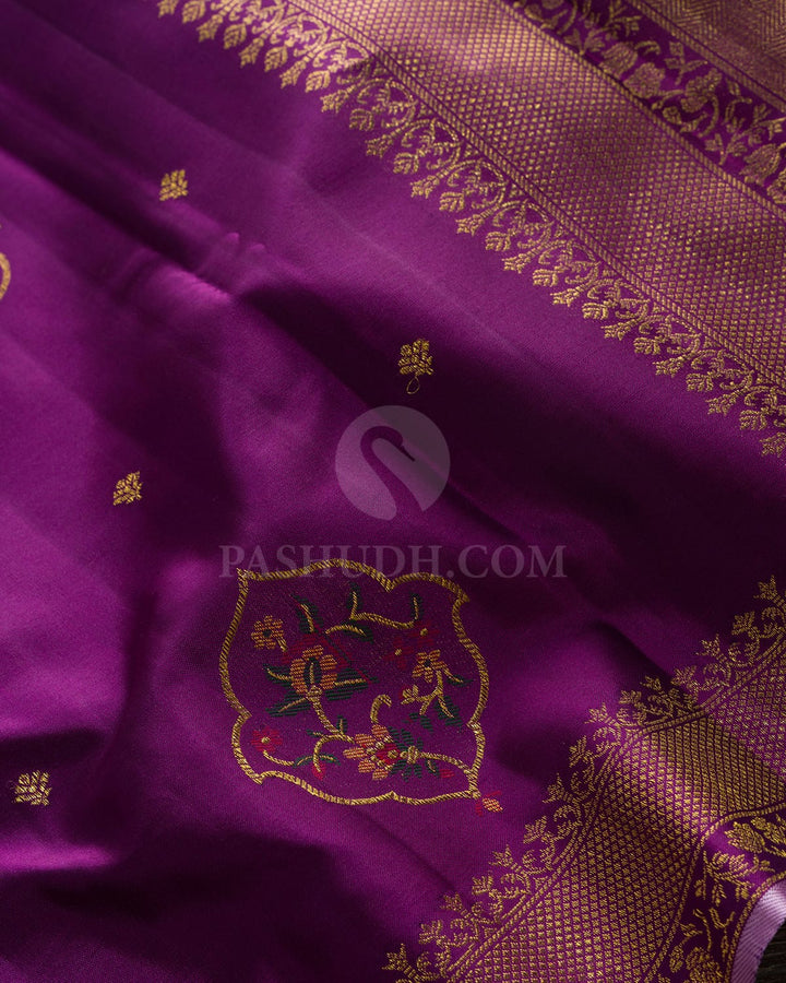Royal Violet Meenakari Kanjivaram Silk Saree-S1848(A)