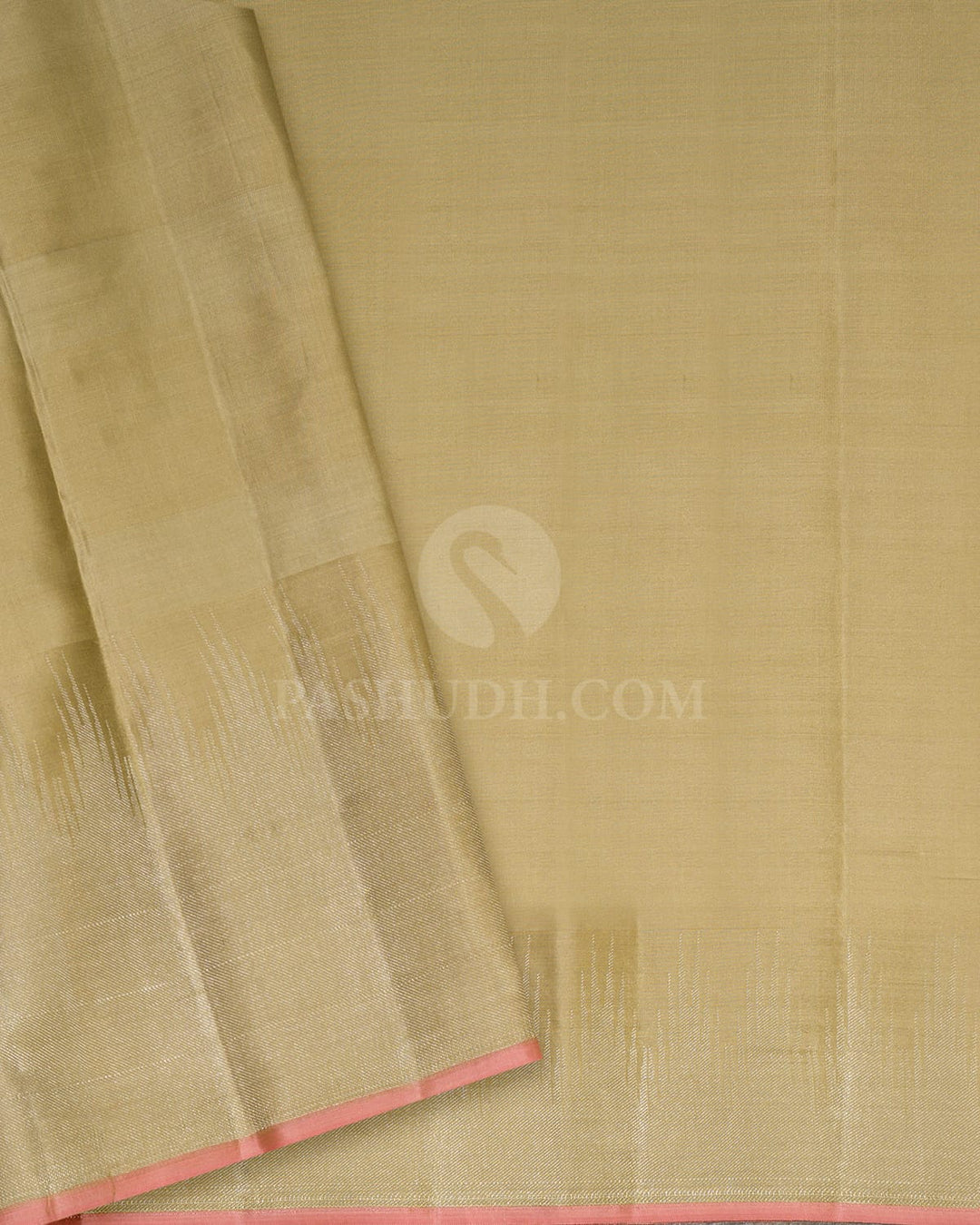 Multicolored Green With Beige Kanjivaram Silk Saree-DJ436(I)