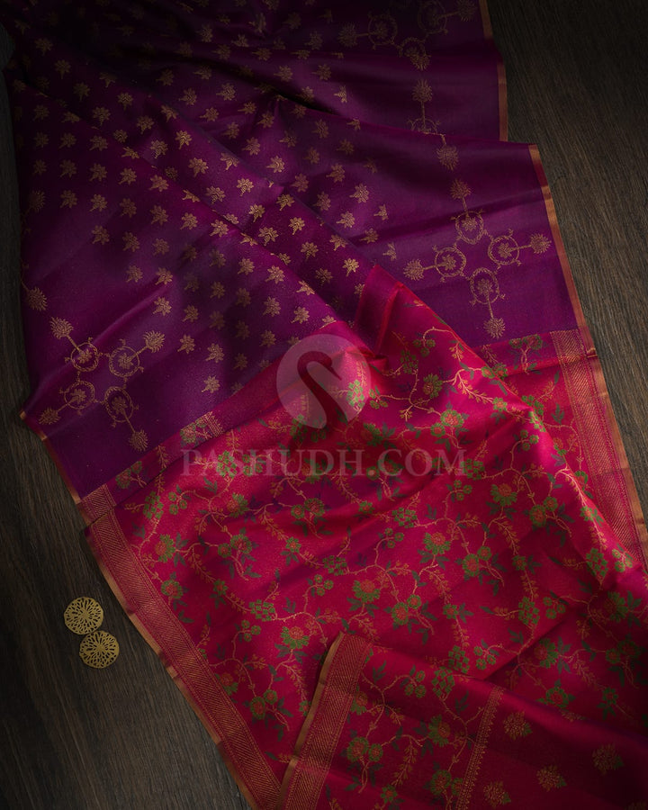 Dual Shaded Plum Purple Meenakari Kanjivaram Silk Saree-DJ474(A)