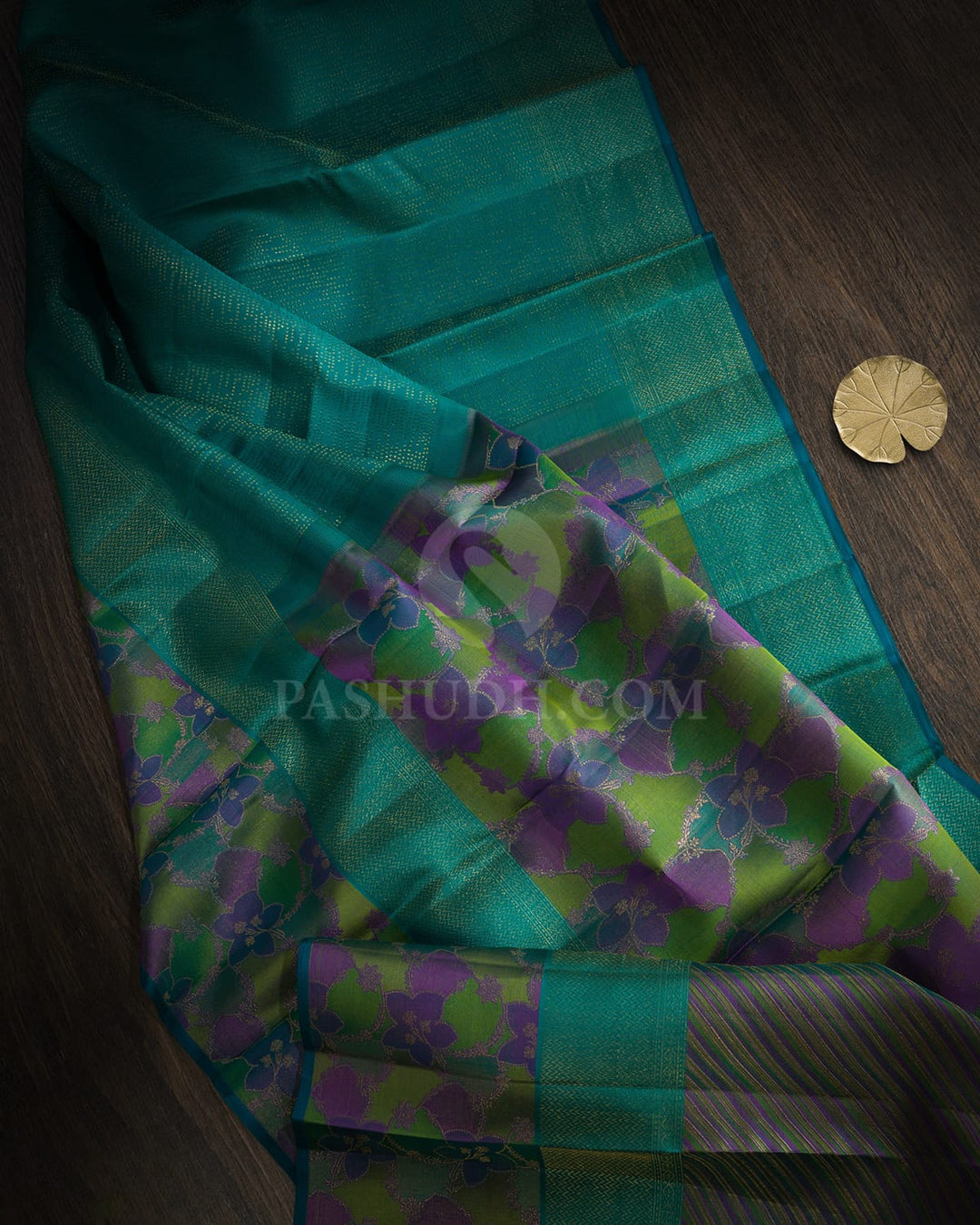 Sapphire Green Rangkat Kanjivaram Silk Saree-DJ480(A)
