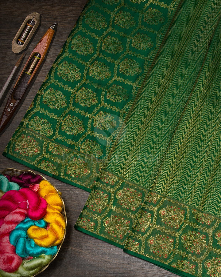 Forest Green Kanjivaram Silk Saree-D683(F)