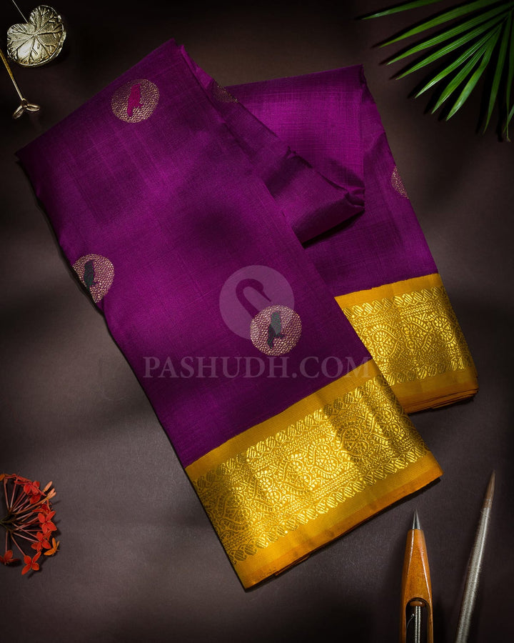 Purple Organza Kanjivaram Silk Saree-S1865(A)