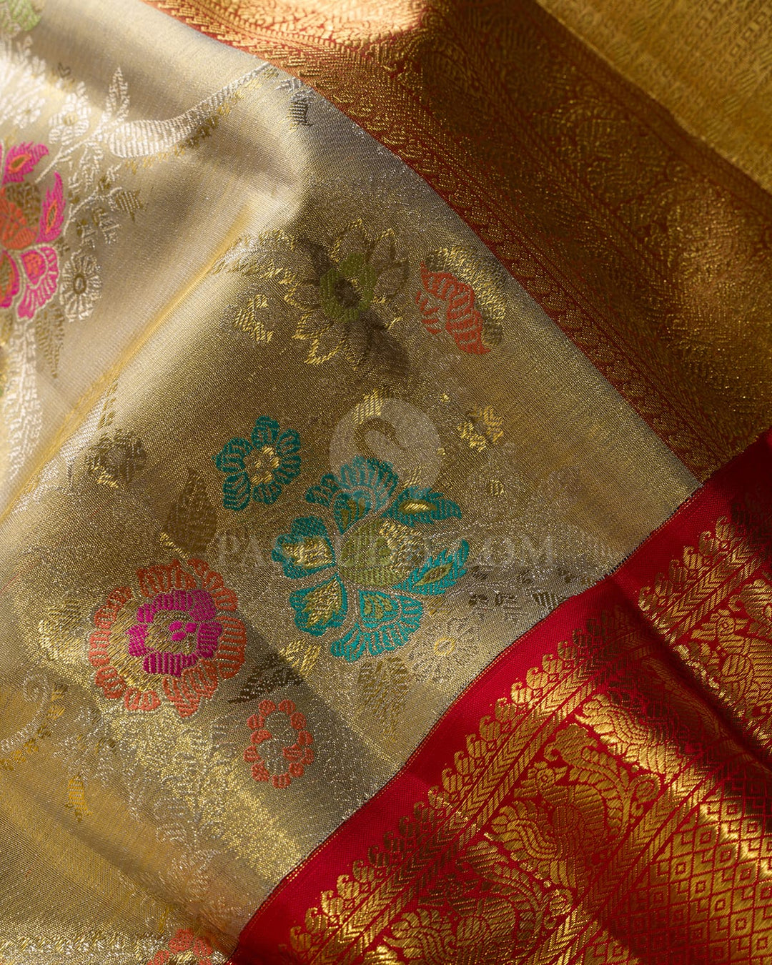 Gold And Silver Meenakari Zari Tissue Kanjivaram Silk Saree-S1858(A)