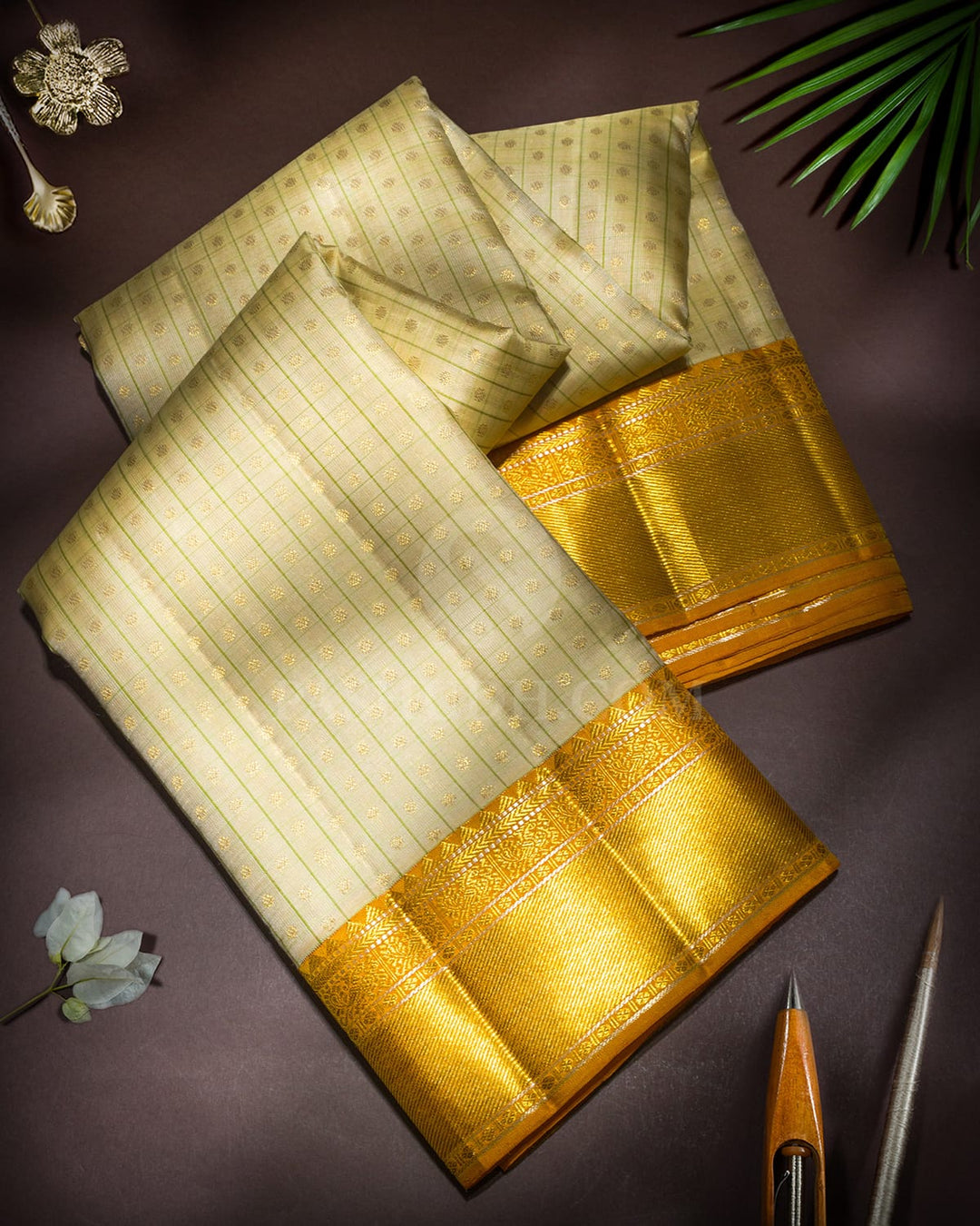 Cream Traditional Kanjivaram Silk Saree-S1864(A)