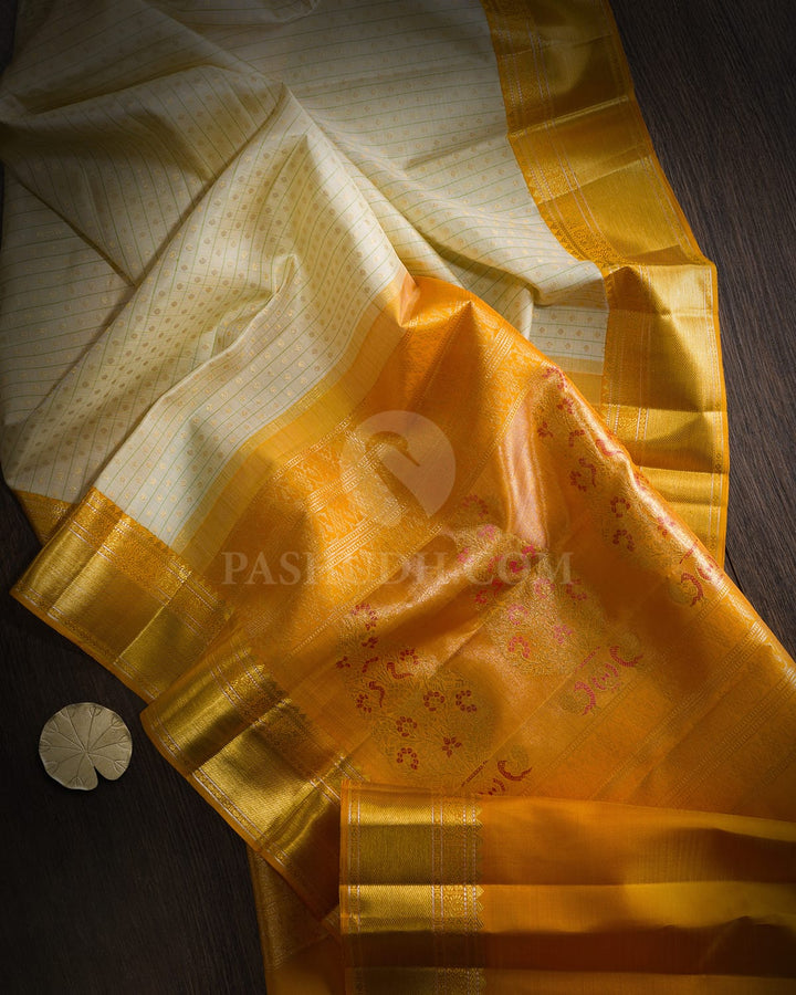 Cream Traditional Kanjivaram Silk Saree-S1864(A)