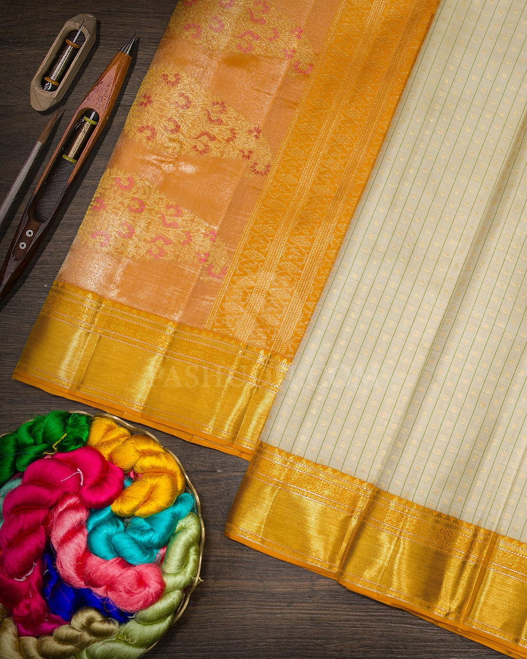 Cream Traditional Kanjivaram Silk Saree-S1864(A)
