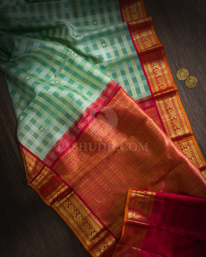 Shades Of Green Organza Kanjivaram Silk Saree-S1609(C)