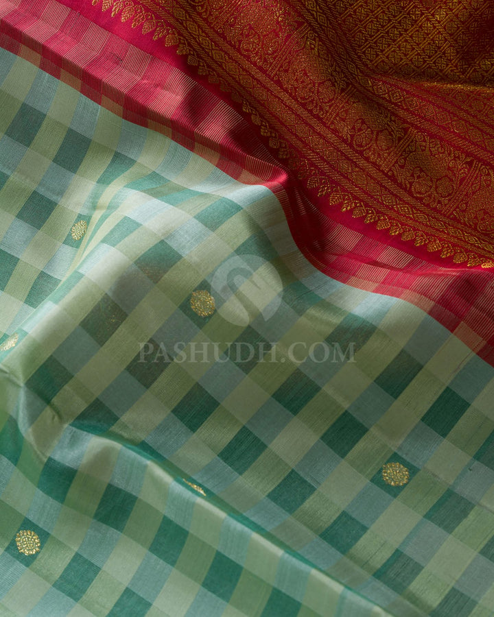 Shades Of Green Organza Kanjivaram Silk Saree-S1609(C)