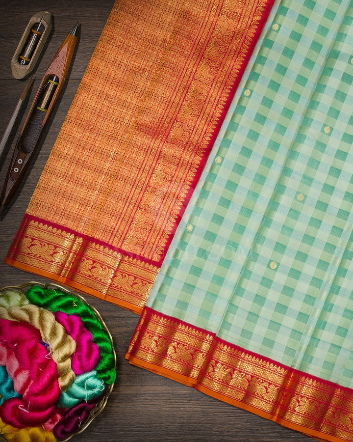 Shades Of Green Organza Kanjivaram Silk Saree-S1609(C)
