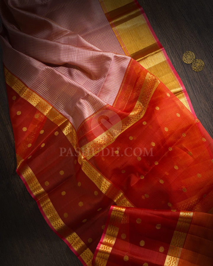 Baby Pink Organza Shimmer Kanjivaram Silk Saree-S1704(E)