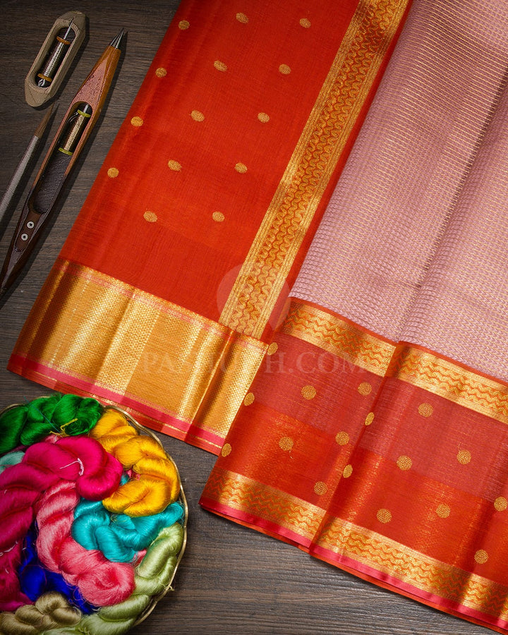Baby Pink Organza Shimmer Kanjivaram Silk Saree-S1704(E)