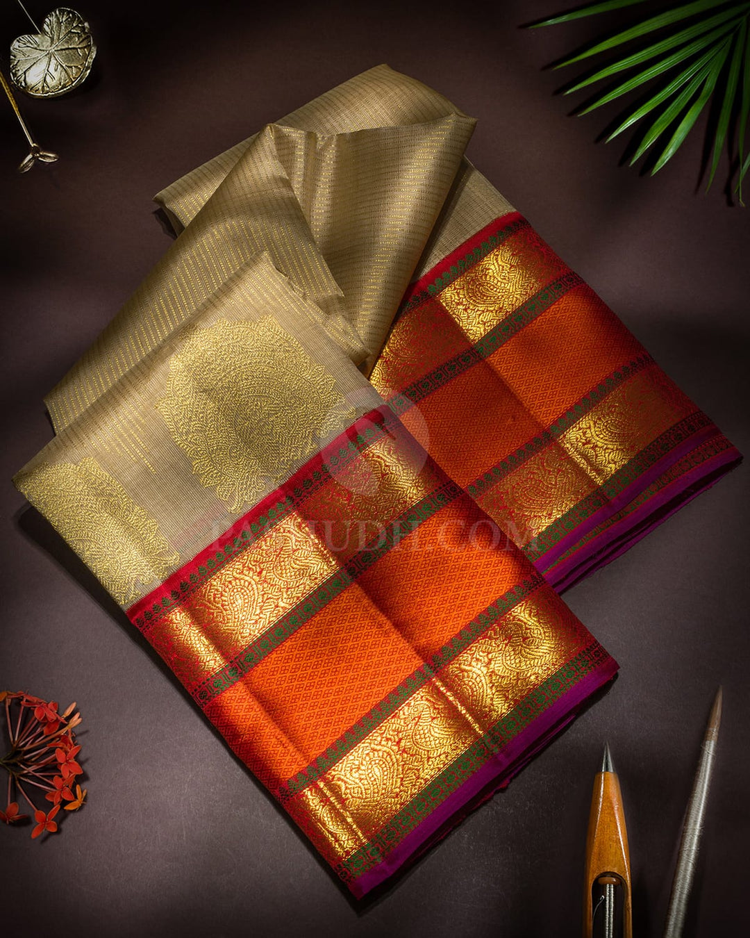 Tussar Organza Kanjivaram Silk Saree-S1257(C)