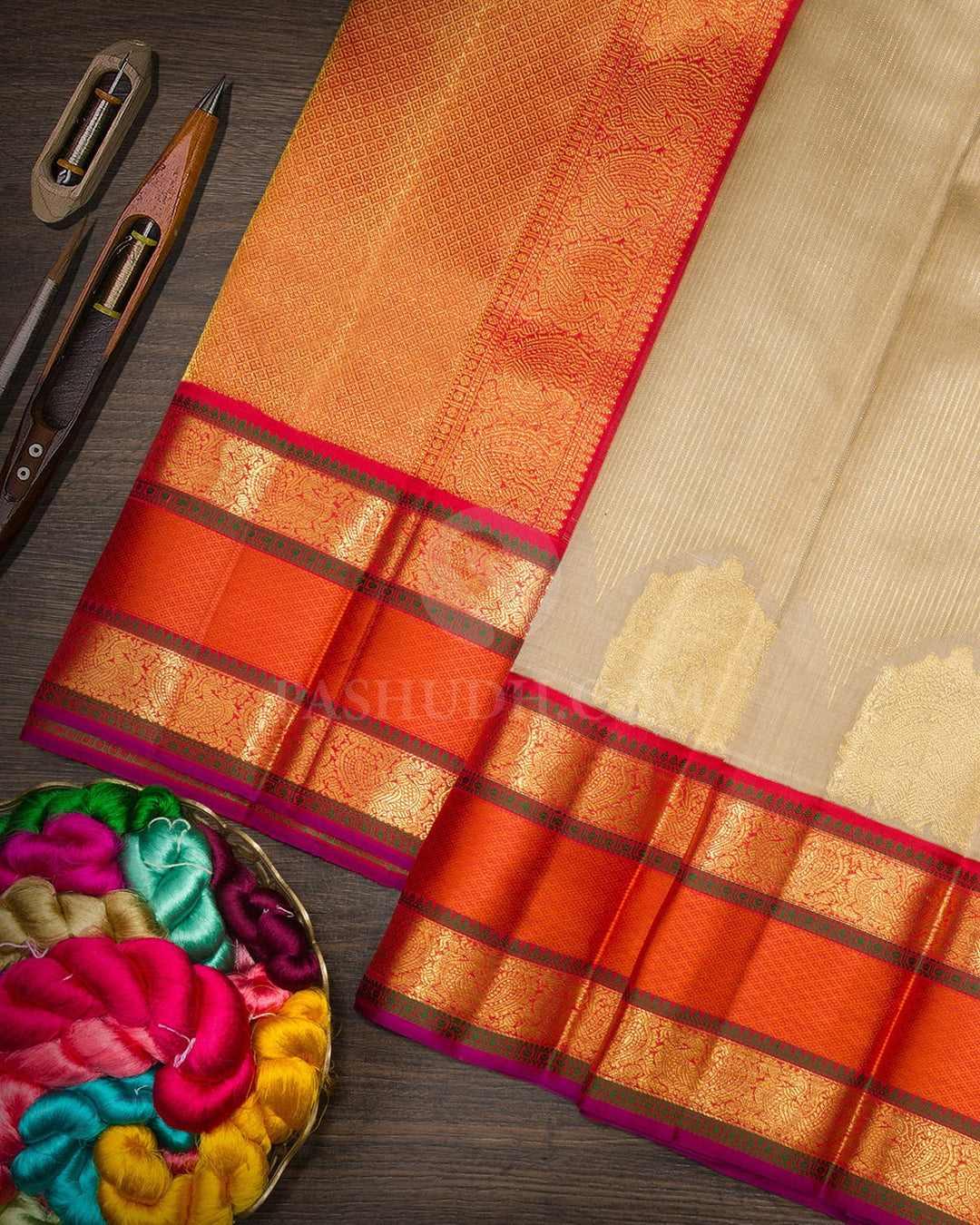 Tussar Organza Kanjivaram Silk Saree-S1257(C)