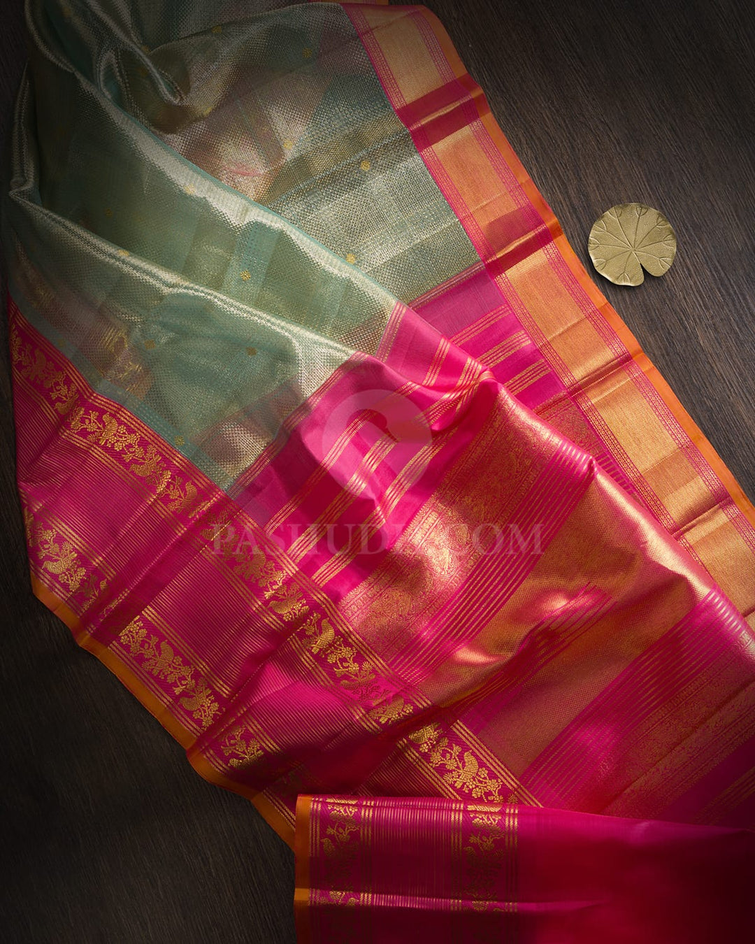 Powder Blue Organza Shimmer Kanjivaram Silk Saree-S1385(F)