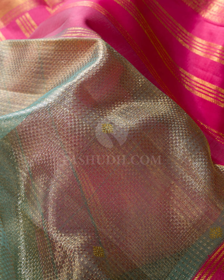 Powder Blue Organza Shimmer Kanjivaram Silk Saree-S1385(F)