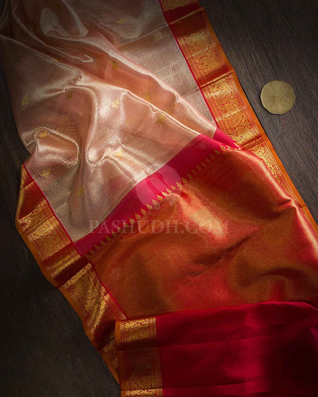 Light Pink Organza Shimmer Kanjivaram Silk Saree-S1442(C)