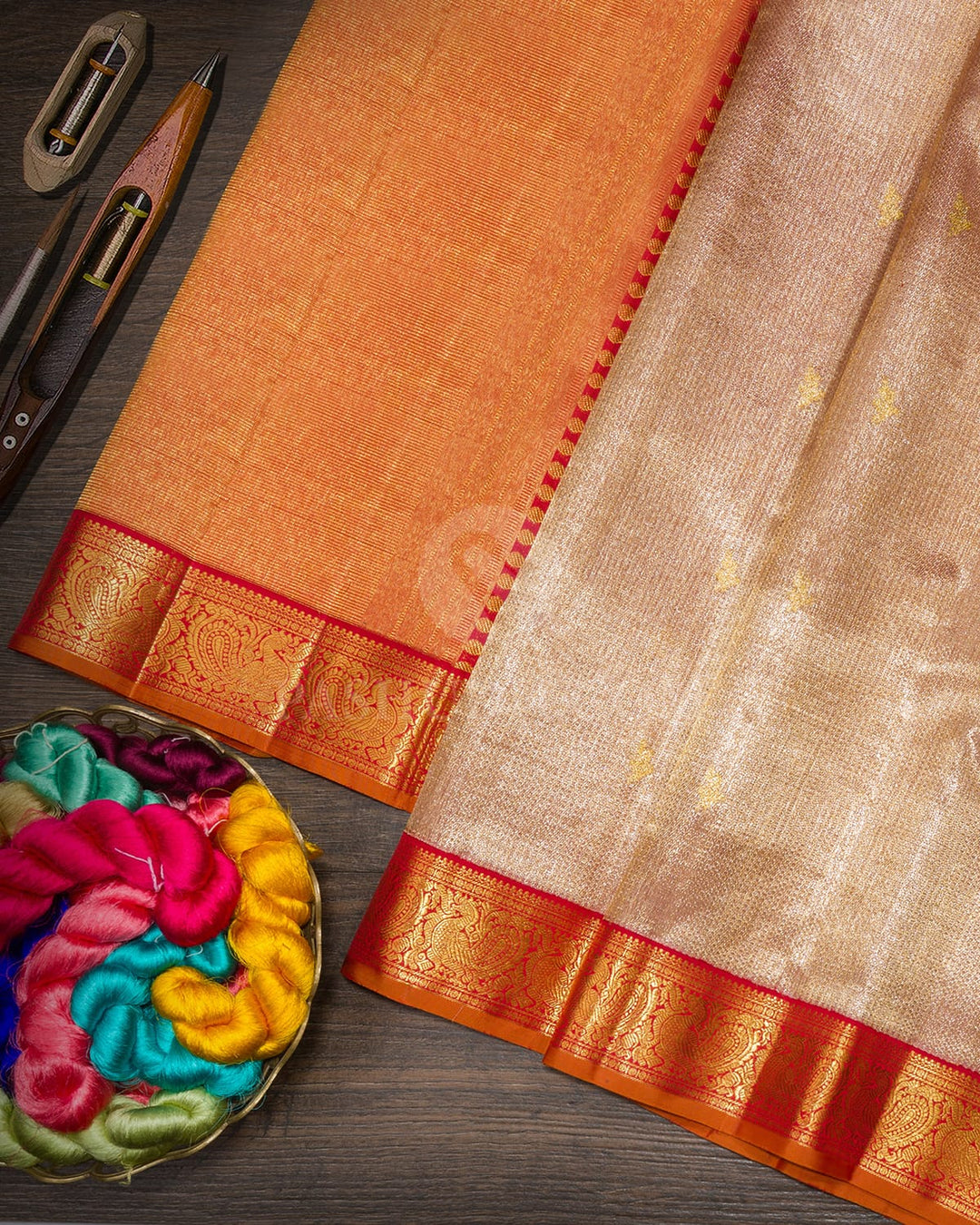 Light Pink Organza Shimmer Kanjivaram Silk Saree-S1442(C)