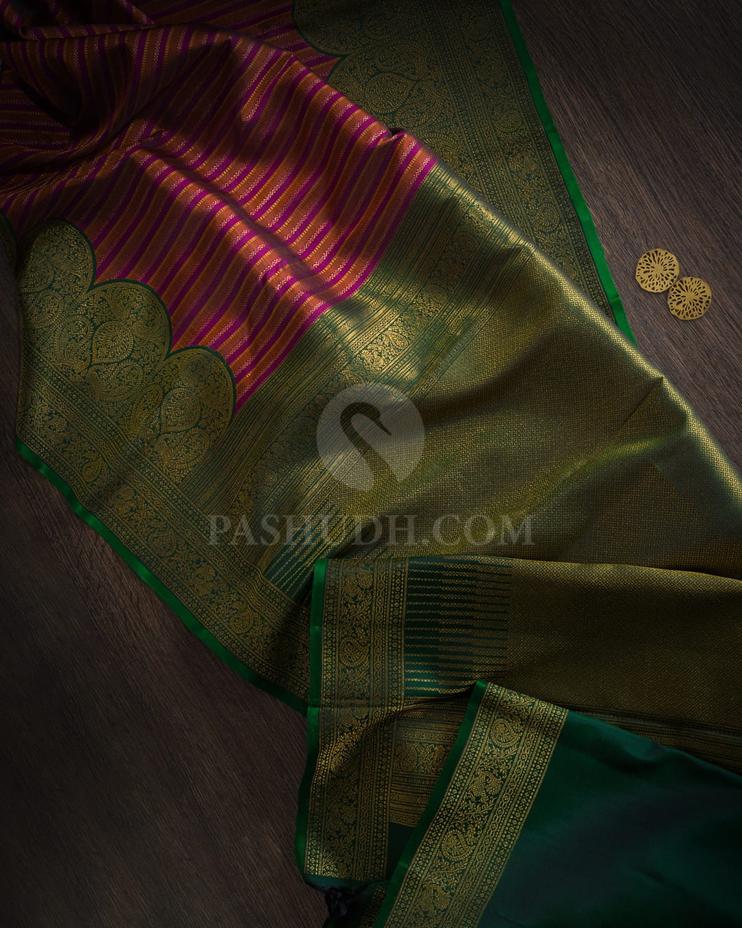 Magenta With Light Brown Kanjivaram Silk Saree-S1517(I)