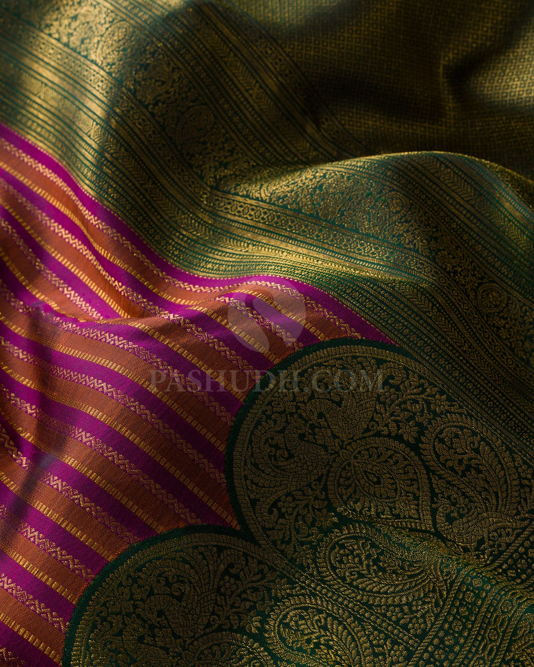 Magenta With Light Brown Kanjivaram Silk Saree-S1517(I)