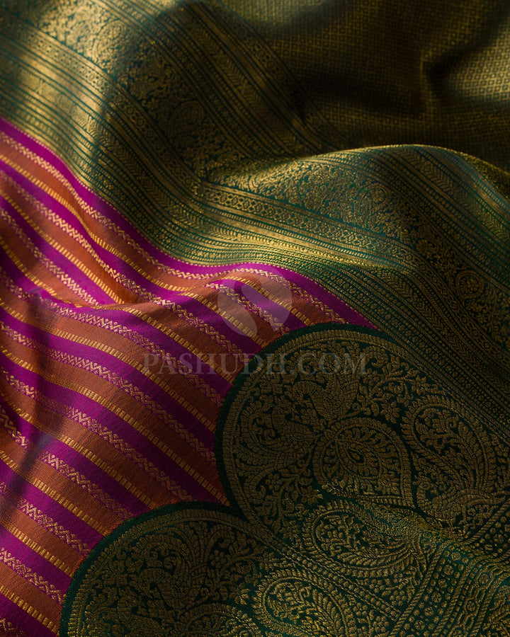 Magenta With Light Brown Kanjivaram Silk Saree-S1517(I)