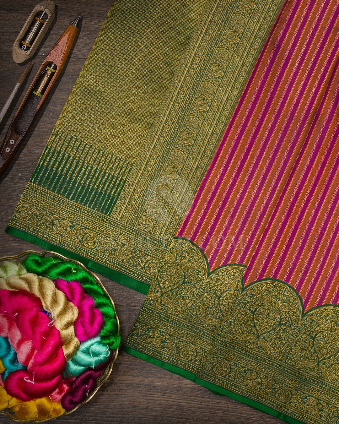 Magenta With Light Brown Kanjivaram Silk Saree-S1517(I)