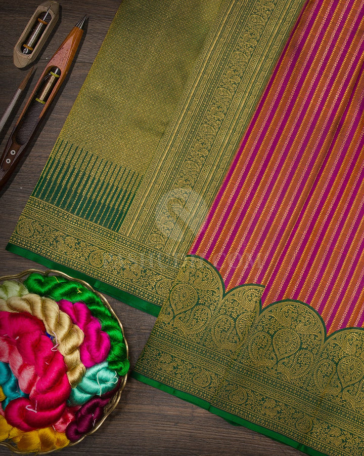 Magenta With Light Brown Kanjivaram Silk Saree-S1517(I)