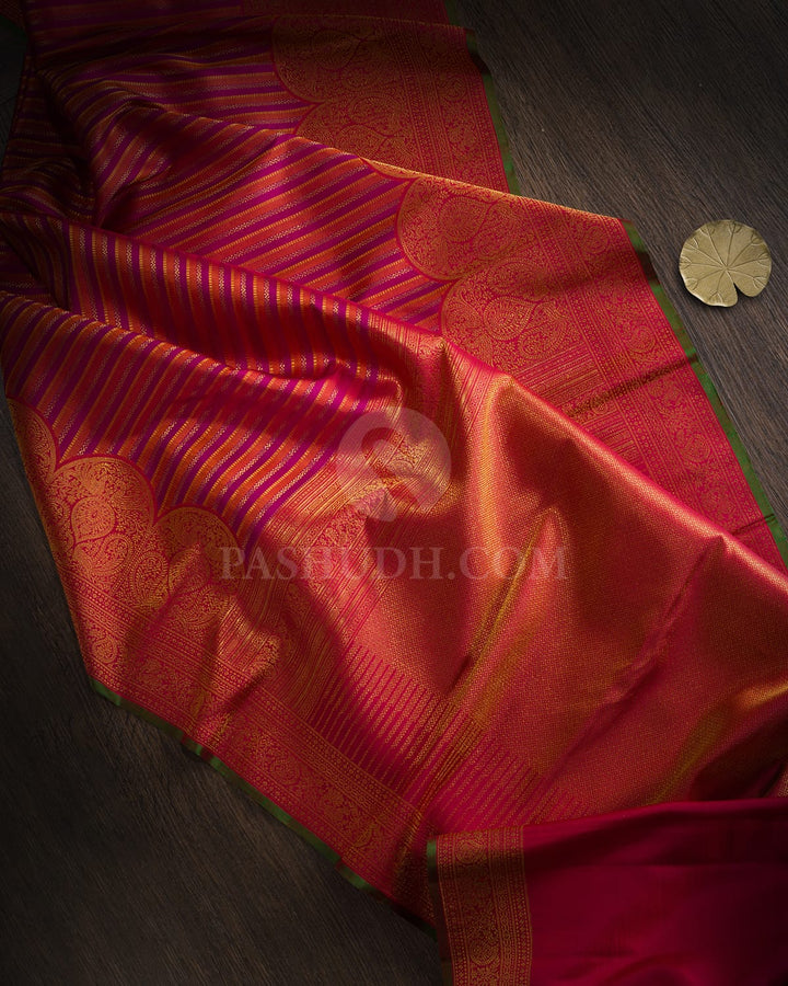 Magenta With Orange Kanjivaram Silk Saree-S1517(J)