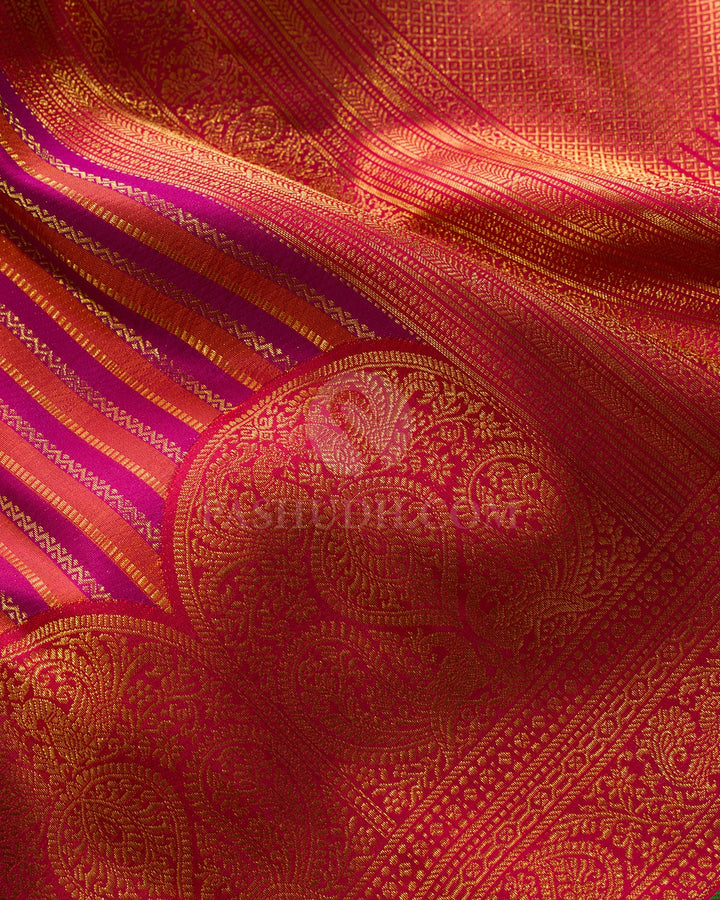 Magenta With Orange Kanjivaram Silk Saree-S1517(J)