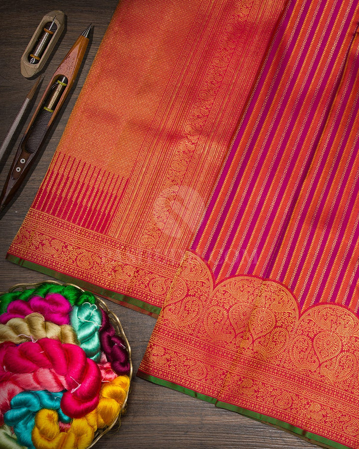 Magenta With Orange Kanjivaram Silk Saree-S1517(J)