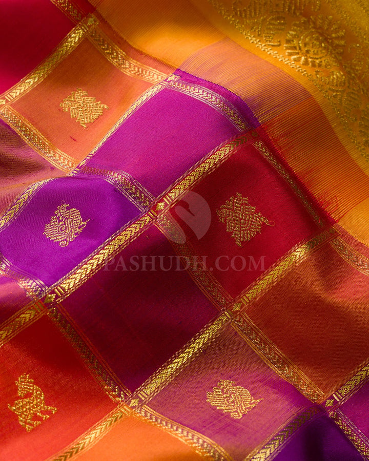 Multicolored Paalum Pazhamum Kanjivaram Silk Saree-S1587(G)