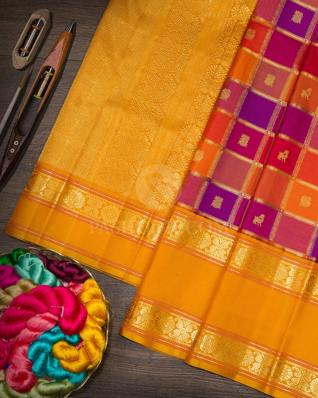 Multicolored Paalum Pazhamum Kanjivaram Silk Saree-S1587(G)