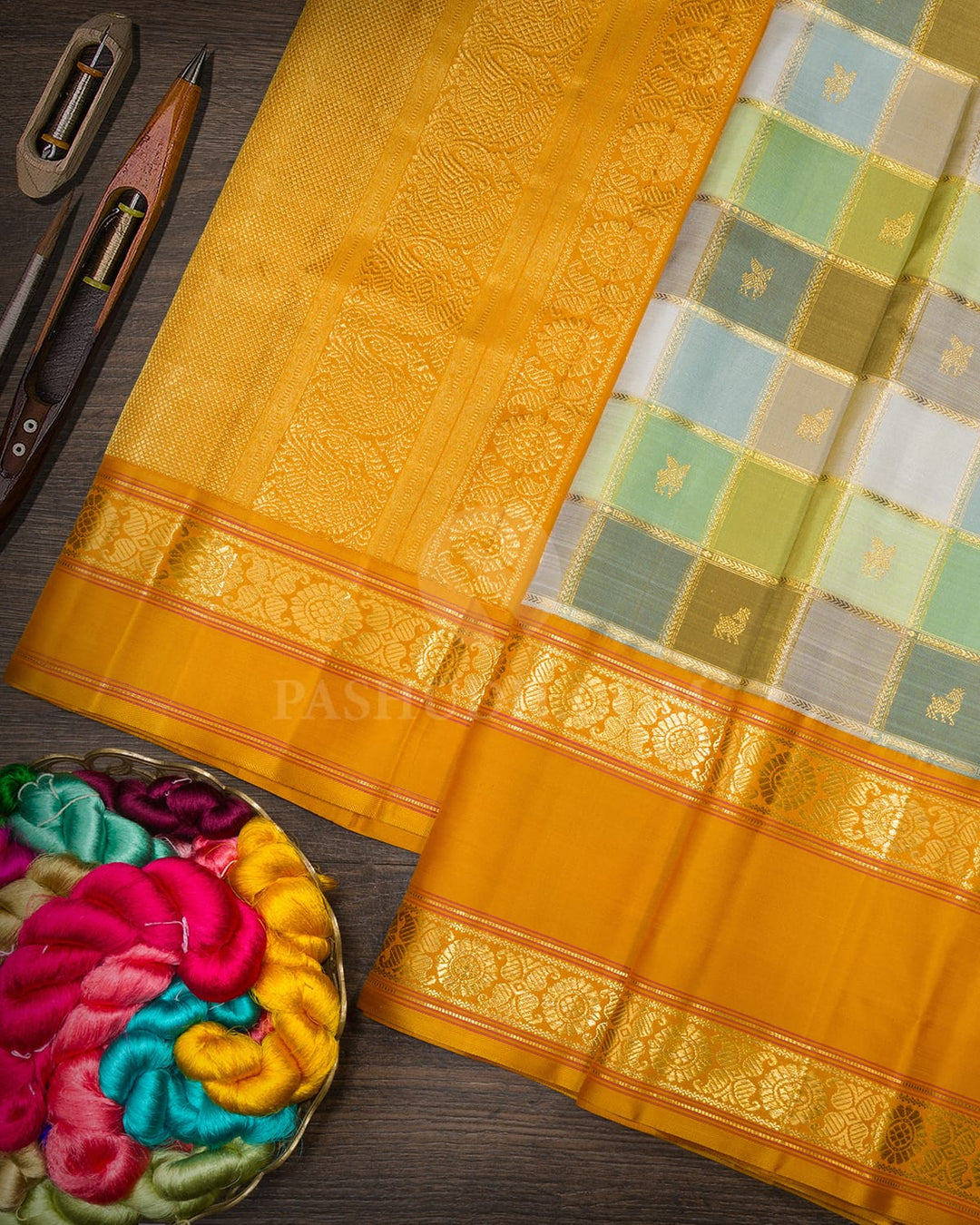 Multicolored Paalum Pazhamum Kanjivaram Silk Saree-S1587(H)