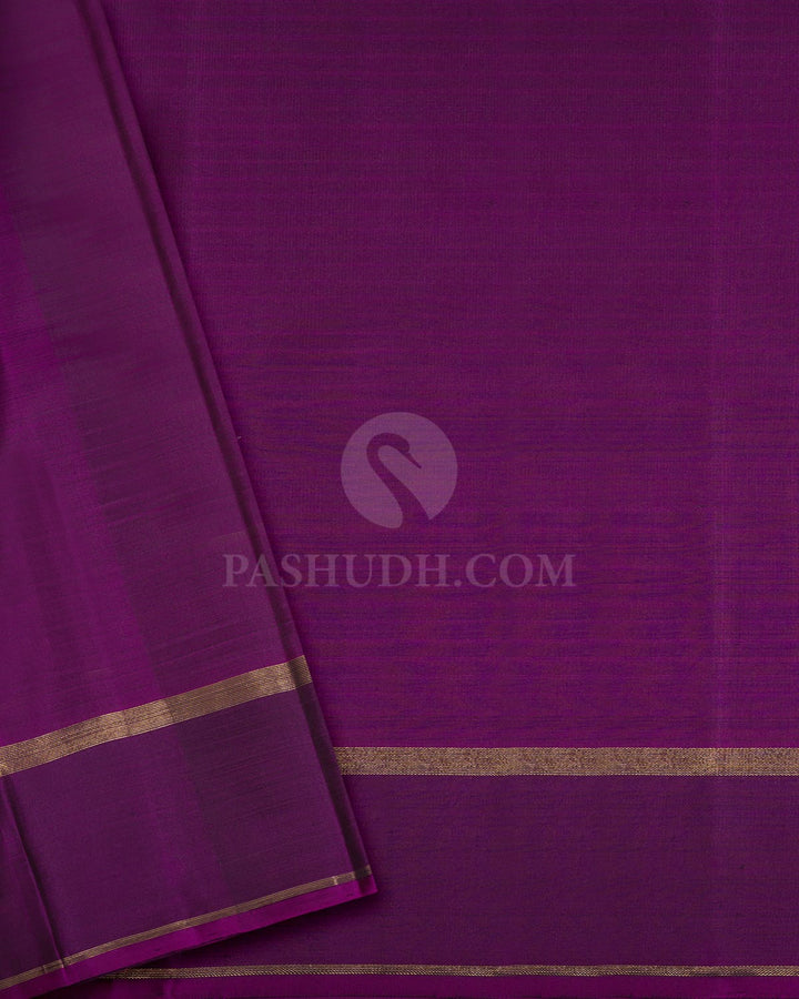 Mild Chocolate Brown With Violet Pure Zari Kanjivaram Silk Saree-SP495