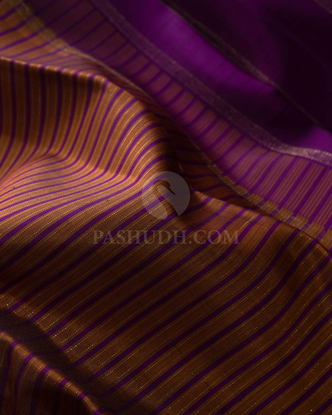 Mild Chocolate Brown With Violet Pure Zari Kanjivaram Silk Saree-SP495