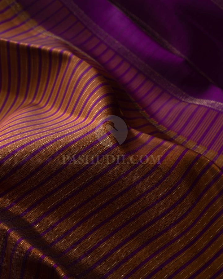 Mild Chocolate Brown With Violet Pure Zari Kanjivaram Silk Saree-SP495