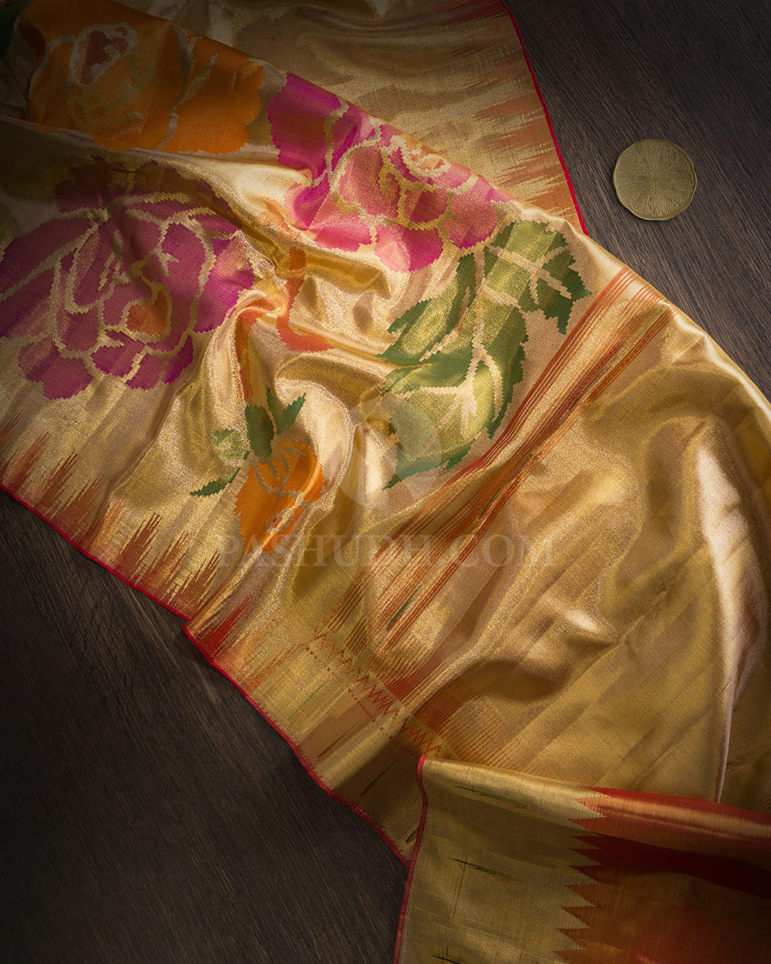 Gold And Silver Zari Tissue Meenakari Kanjivaram Silk Saree-S1867(A)