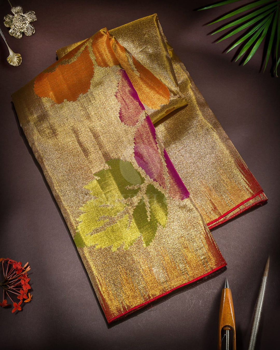 Gold And Silver Zari Tissue Meenakari Kanjivaram Silk Saree-S1867(A)