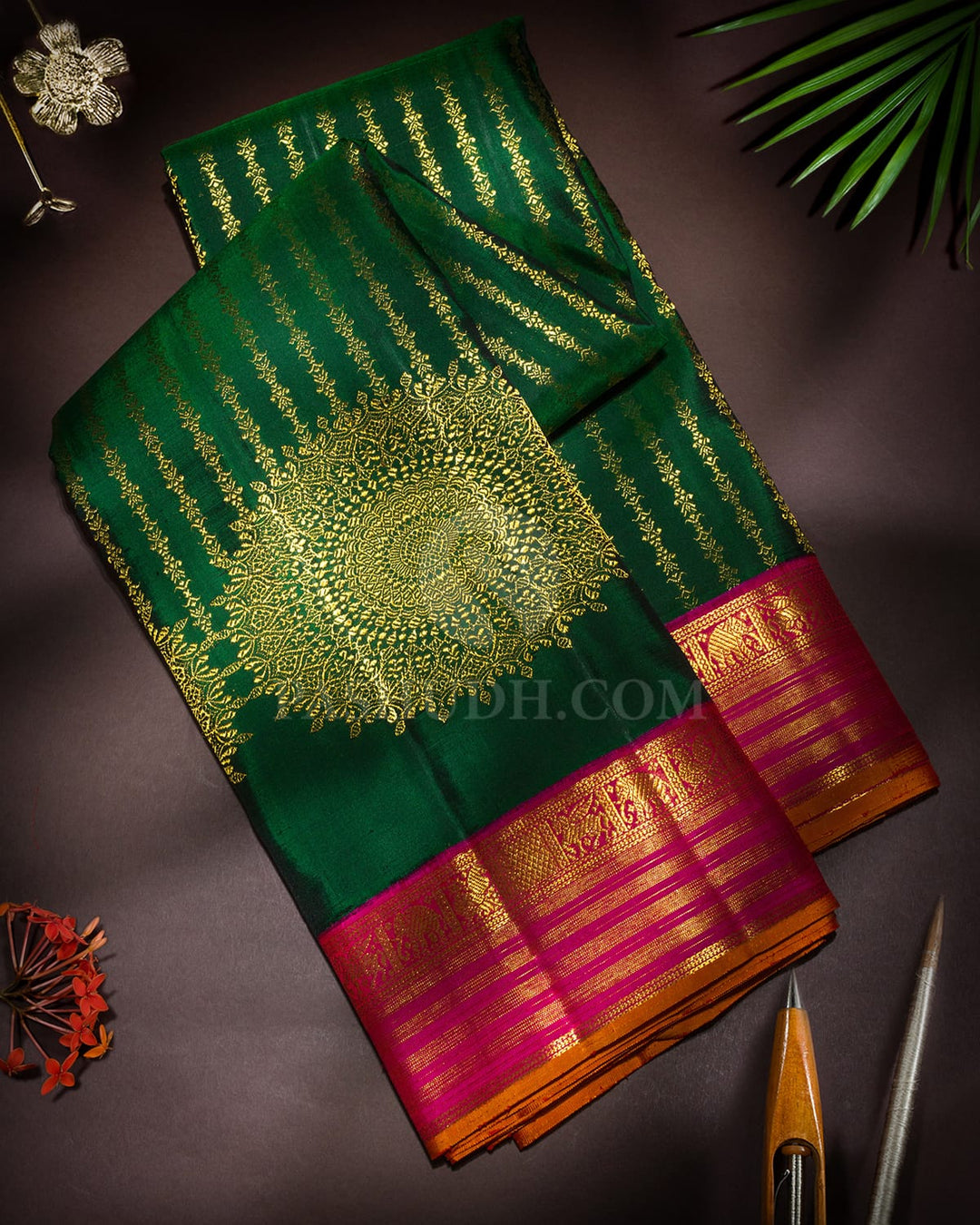 Bottle Green Kanjivaram Silk Saree-S1866(A)