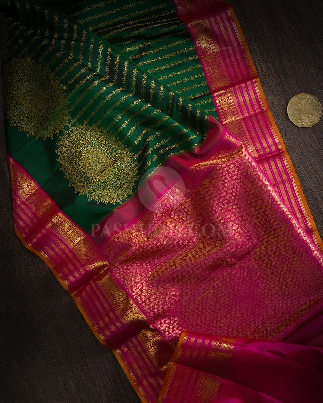 Bottle Green Kanjivaram Silk Saree-S1866(A)