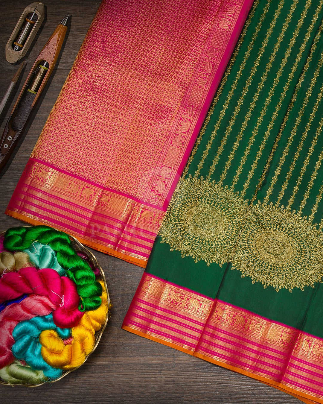 Bottle Green Kanjivaram Silk Saree-S1866(A)
