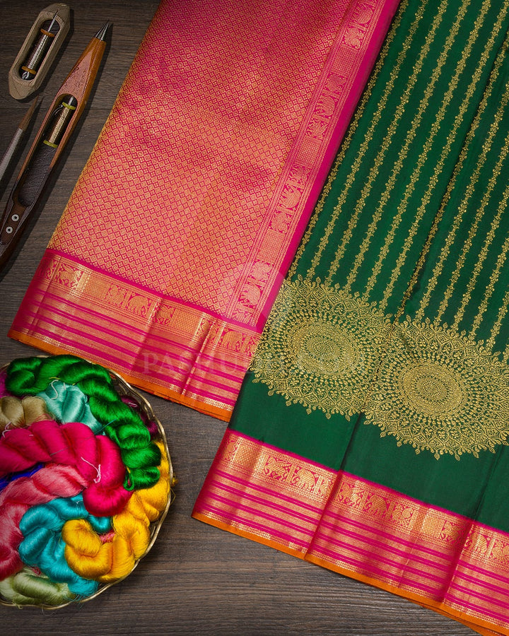 Bottle Green Kanjivaram Silk Saree-S1866(A)